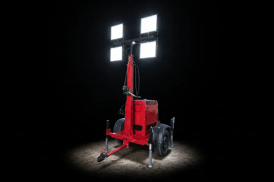 Torre de iluminação RV 4000 a diesel com quatro refletores de LED acesos
